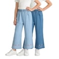thumbnail image 1 of BLVB Wide Leg Pants for Girls Embroidered Casual Lightweight Lounge Pants Elastic Waist Summer Trousers for Teen Kids, 1 of 6