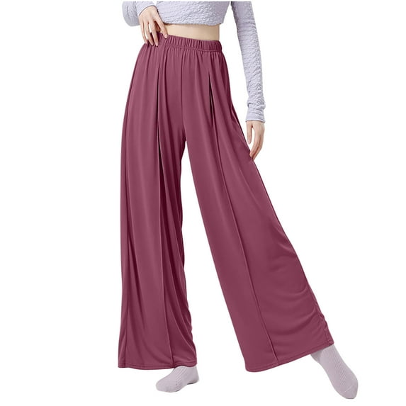 BLVB Wide Leg Yoga Pants for Women Palazzo Elastic High Waisted Flowy Lounge Pants Loose Casual Pajama Bottoms