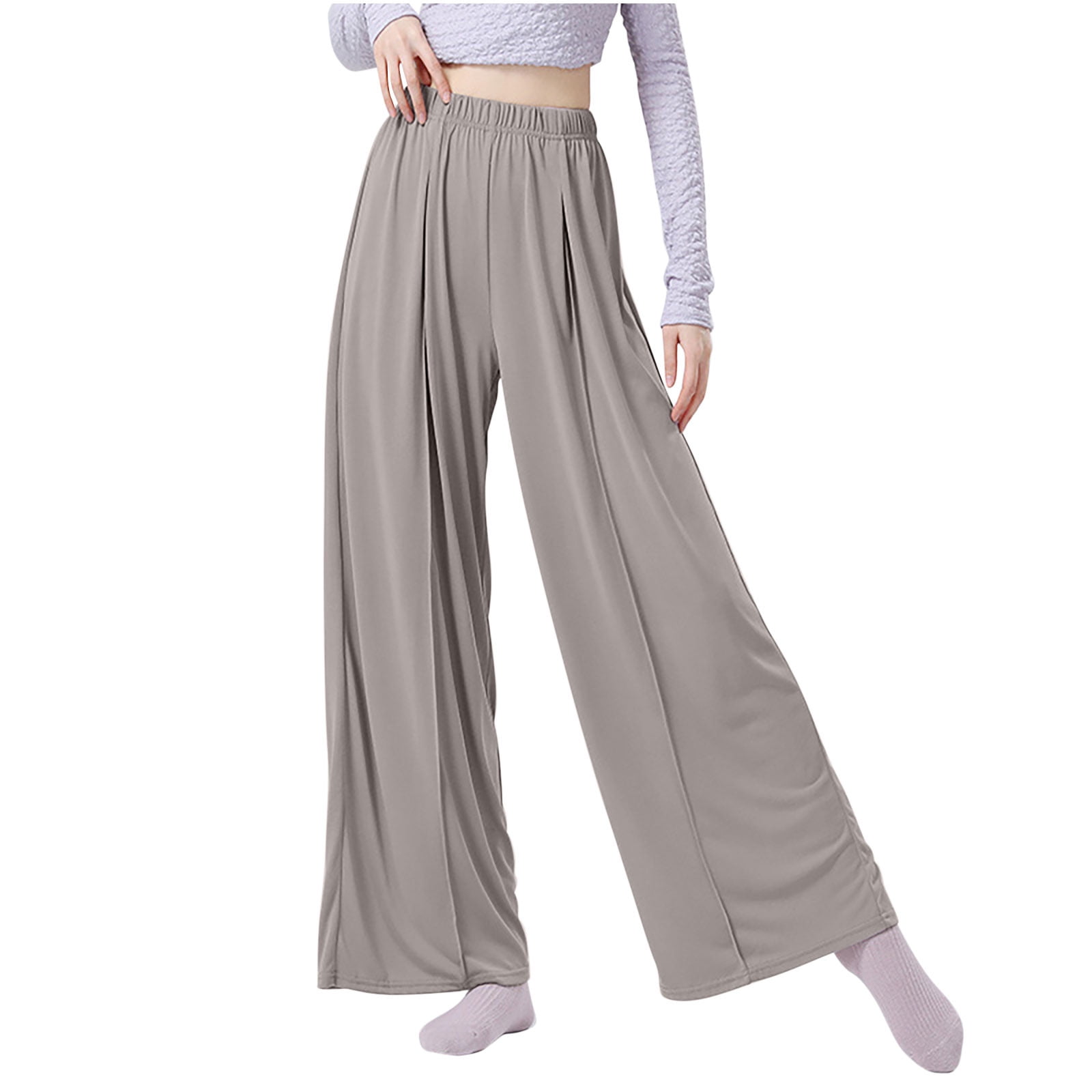 Women Wide Leg Yoga Pants Elastic Waist Lounge Pants with Pockets