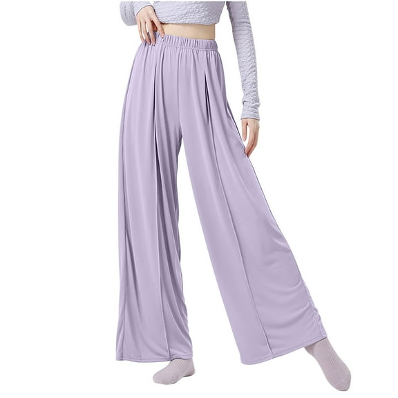 BLVB Wide Leg Yoga Pants for Women Palazzo Elastic High Waisted Flowy Lounge Pants Loose Casual Pajama Bottoms