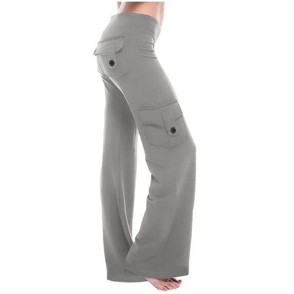BLVB Wide Leg Yoga Pants for Women Plus Size Cargo Pants Low Waisted Casual Loose Lounge Workout Trousers with Pockets