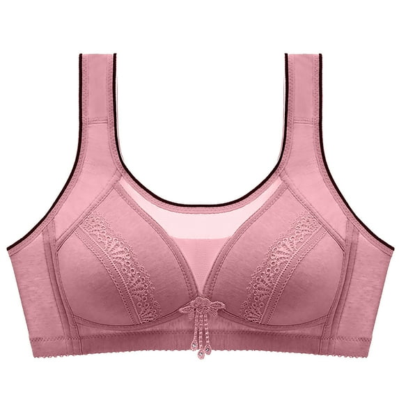BLVB Wireless Bras for Women Lightly Lined Comfort Bralettes Scoop Neck T-Shirt Bra Wide Straps Everyday Bra Pink