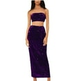 thumbnail image 1 of BLVB Women 2 Piece Outfits Sequin Long Maxi Skirt Sparkly Crop Bandeau Tube Top Glitter Set Clubwear Party Outfits, 1 of 6