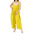 thumbnail image 1 of BLVB Women Summer Sleeveless Cotton Linen Bib Overalls Wide Leg Baggy Jumpsuits Romper with Pockets, 1 of 7