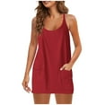 thumbnail image 1 of BLVB Women 2025 Summer Sleeveless Mini Dress Casual Short Sundress Workout Tennis Athletic 2 Piece Shorts Sets with Pockets, 1 of 7