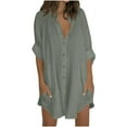 thumbnail image 1 of BLVB Women Boyfriend Shirts Button down Long Sleeve Blouse Dressy Casual Loose Cotton Linen Tops with Pockets, 1 of 5