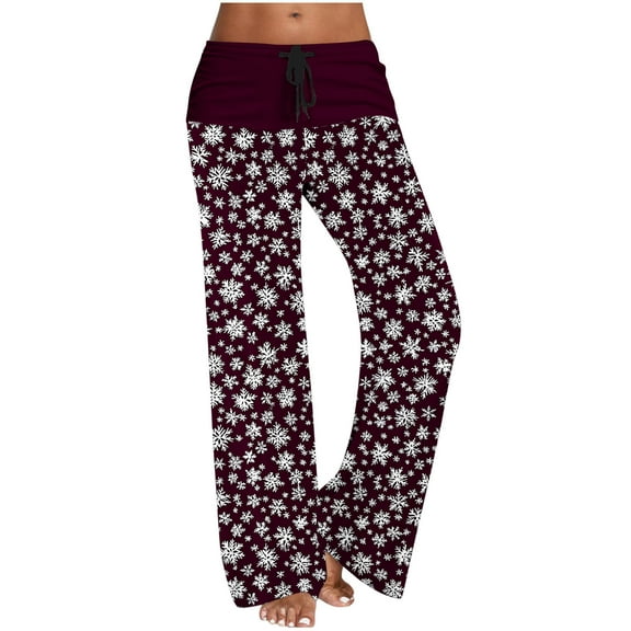 BLVB Women Christmas Pajama Pants Comfy Lounge Wide Leg Casual Stretch Palazzo Drawstring Pj Bottoms Pants S-2XL