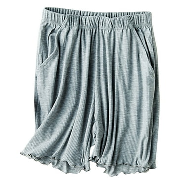 BLVB Women Comfy Pajama Shorts Sleepwear Soft Ribbed Sleep Lounge Shorts Summer Pjs Bottoms with Pockets