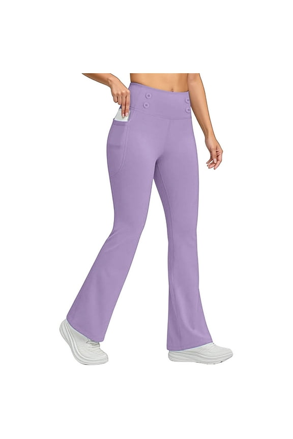 Women Fleece Lined Bootcut Yoga Pants with Pockets Thermal Bootleg Pants Winter Warm Workout Flare Leggings