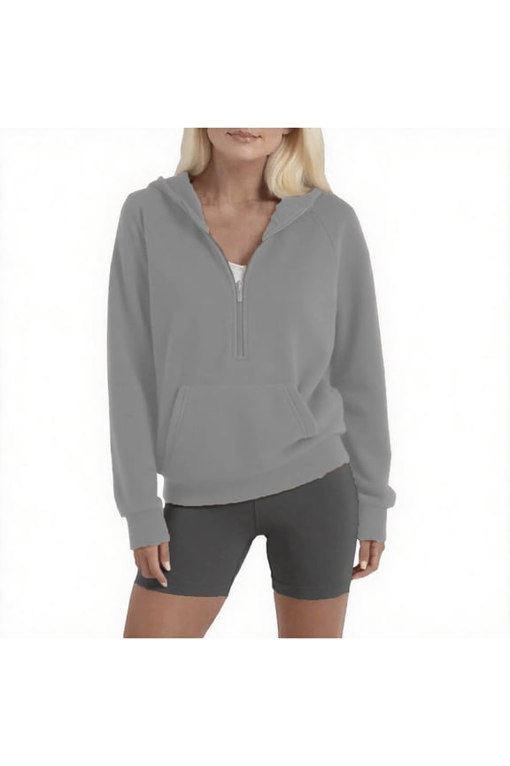 Women Half Zip Fleece Hoodies Sweatshirt Long Sleeve Fall Winter Cozy Sherpa Pullover Sweater Tops with Pocket