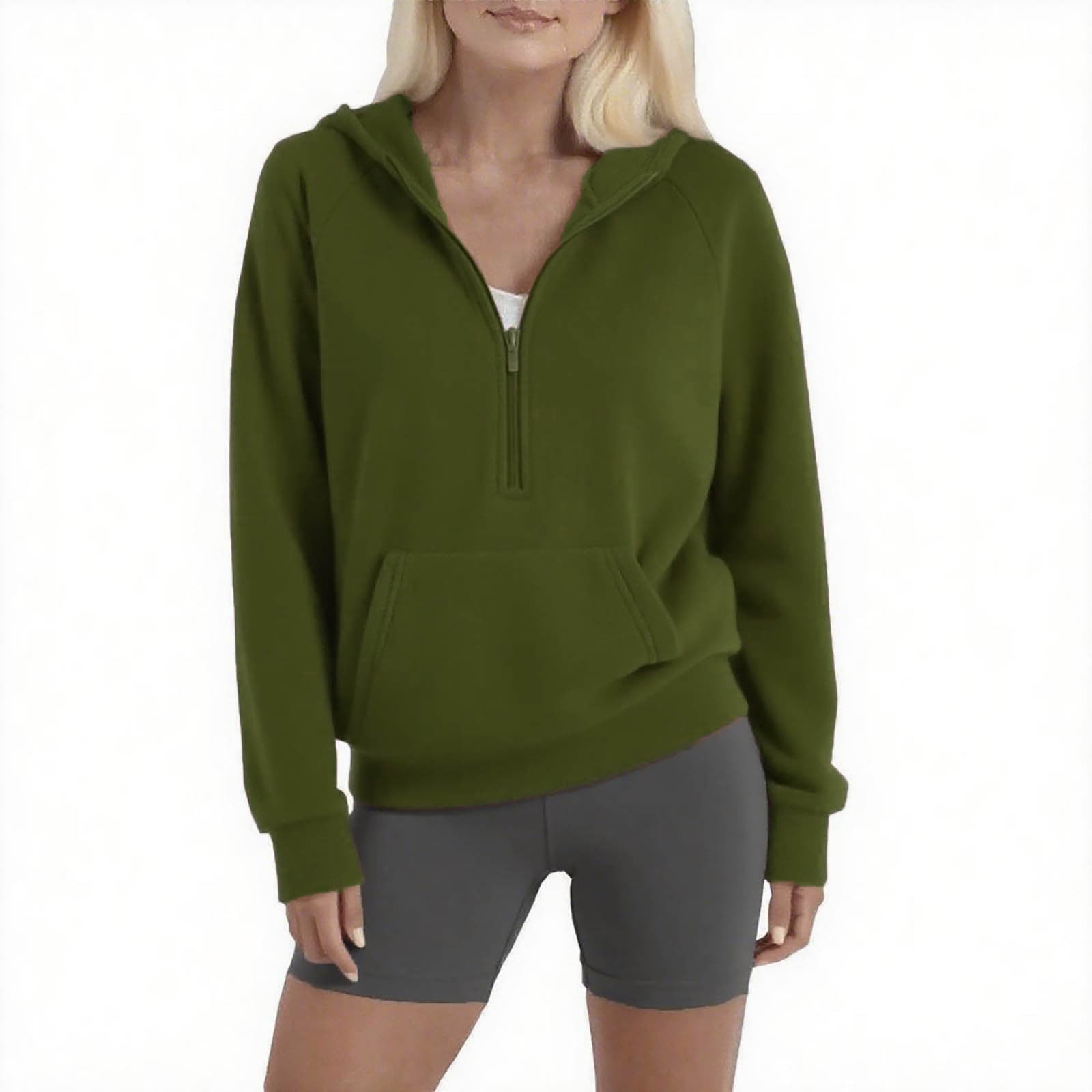 Women's Long Sleeve Half Zip Sweatshirt Fleece Oversized Pullover Sweater