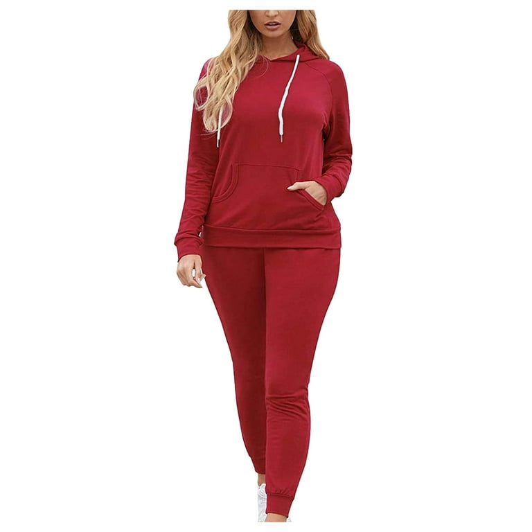 BLVB Women Jogger Outfit Matching Sweat Suits Long Sleeve Hooded