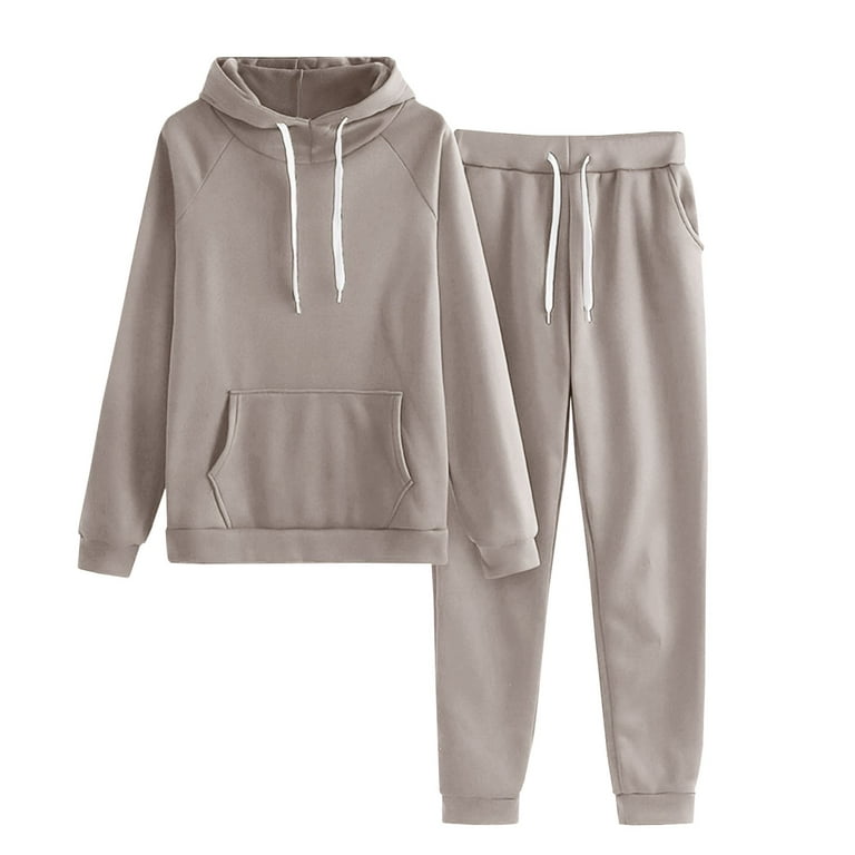 BLVB Women Jogger Outfit Matching Sweat Suits Long Sleeve Hooded Sweatshirt  and Sweatpants 2 Piece Lounge Sets Tracksuit