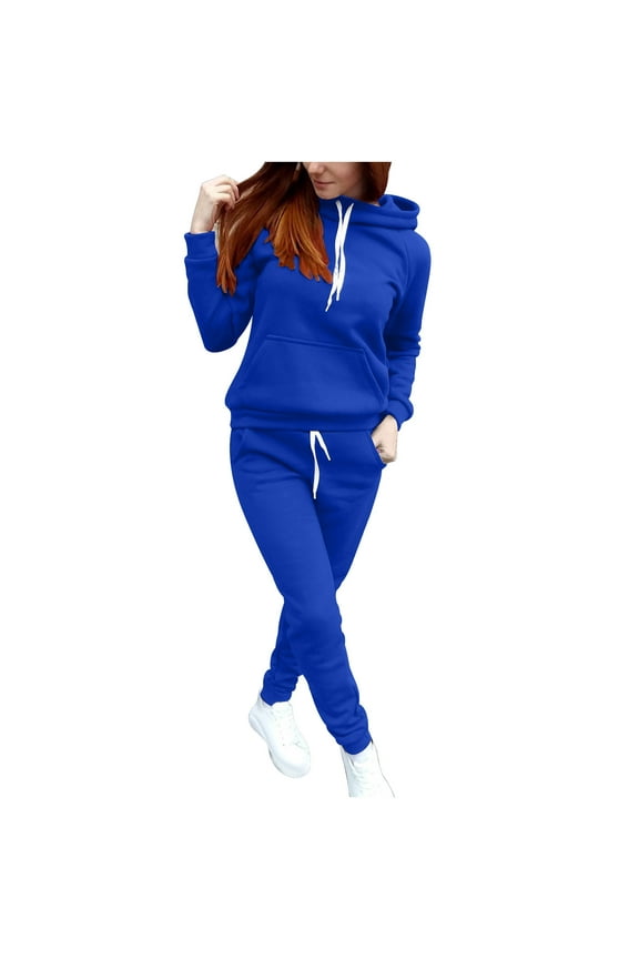 Women Jogger Outfit Matching Sweat Suits Long Sleeve Hooded Sweatshirt and Sweatpants 2 Piece Workout Sets Tracksuit