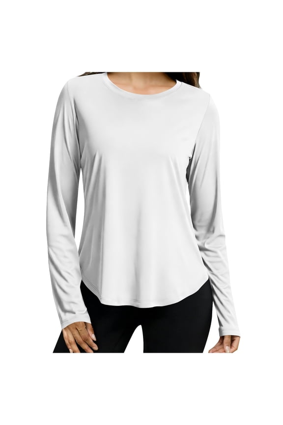Women Long Sleeve Shirts Running UV Rash Guard Casual Quick Dry Athletic Tops Sun Protection Workout Hiking T Shirts for Women