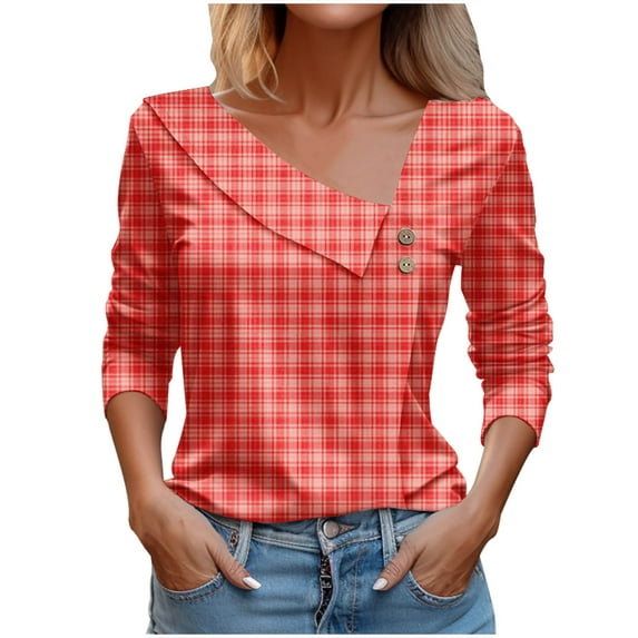 BLVB Women Long Sleeves Tops Fashion Asymmetrical Neck T Shirt Dressy Casual Tunic Blouses for Spring Fall