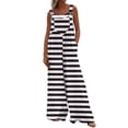 thumbnail image 1 of BLVB Women Overalls Sleeveless Striped Jumpsuits Wide Leg Bib Pants Rompers Summer Beach Outfits with Pockets, 1 of 7