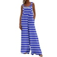 thumbnail image 1 of BLVB Women Overalls Sleeveless Striped Jumpsuits Wide Leg Bib Pants Rompers Summer Beach Outfits with Pockets, 1 of 7