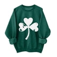 thumbnail image 1 of BLVB Women St. Patrick's Day Sweatshirts Shamrock Clover Print Shirts Pullover Casual Gift Long Sleeve Loose Fit Tops, 1 of 3