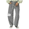 thumbnail image 1 of BLVB Women Striped Patchwork Pants Drawstring Waist Wide Leg Streetwear Casual Loose Lounge Trousers with Pockets, 1 of 7