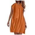 thumbnail image 1 of BLVB Women Summer Casual Plain Dresses Cap Sleeve Crewneck Loose T Shirt Dress Short Flowy Sundress with Pocket, 1 of 5