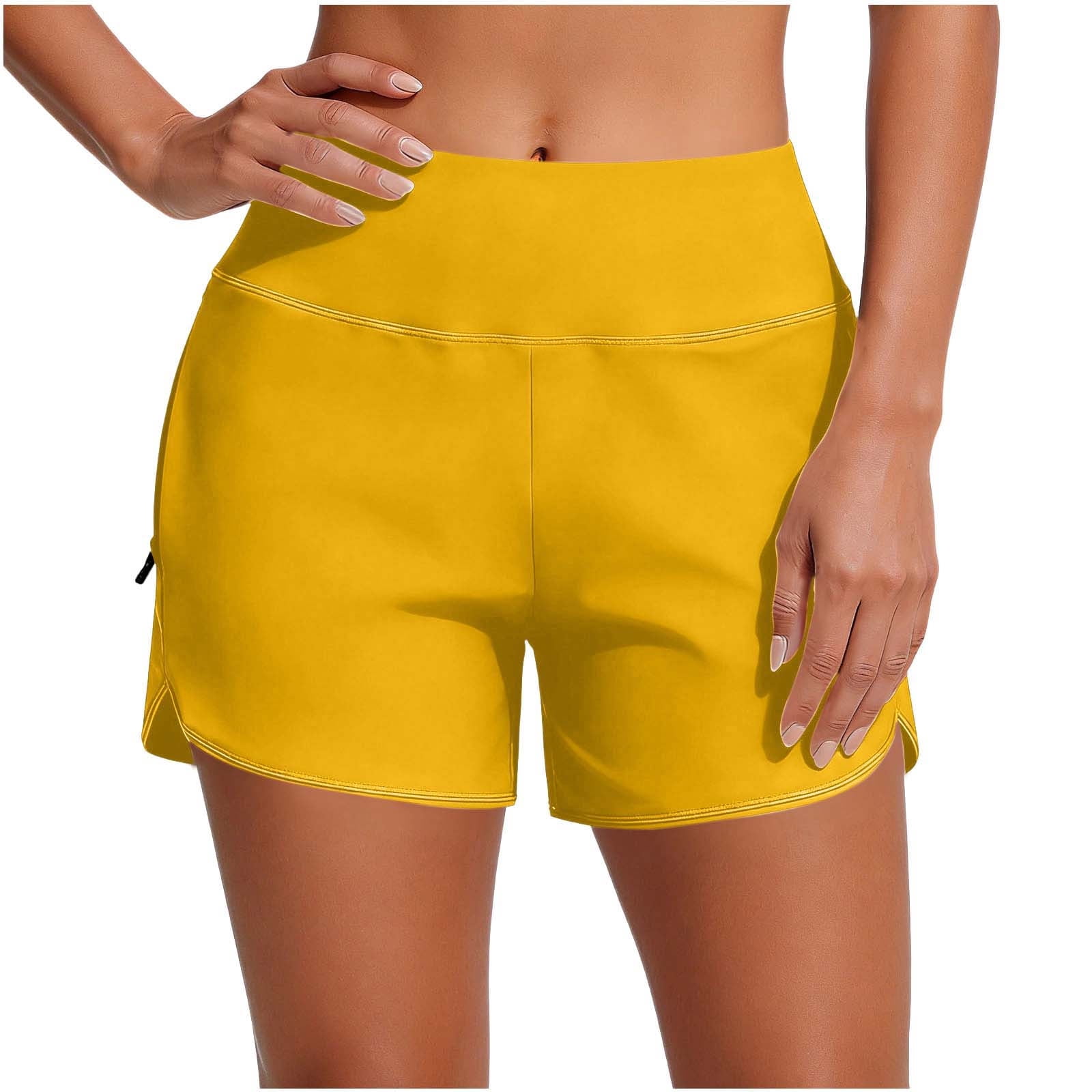 BLVB Women Swim Shorts Side Split Board Shorts with Pockets Elastic ...
