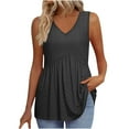thumbnail image 1 of BLVB Women Tank Tops Spring Clothes Summer V Neck Pleated Eyelet Shirts Dressy Casual Sleeveless Blouse for Beach Vacation, 1 of 7