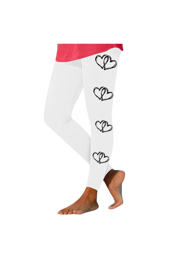 Women Valentines Day Leggings Heart Printed Tights High Waist Workout Yoga Pants Valentines Day Gifts