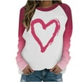 thumbnail image 1 of BLVB Women Valentines Shirts Round Neck Long Sleeve Casual Heart T Shirt Love Graphic Sweatshirt Pullover Fashion Tops, 1 of 5