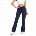 thumbnail image 1 of BLVB Women Workout Flare Leggings Drawstring Ruched Waist No Front Seam Butt Lifting Gym Bootcut Yoga Leggings, 1 of 7