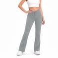 thumbnail image 1 of BLVB Women Workout Flare Leggings Drawstring Ruched Waist No Front Seam Butt Lifting Gym Bootcut Yoga Leggings, 1 of 7