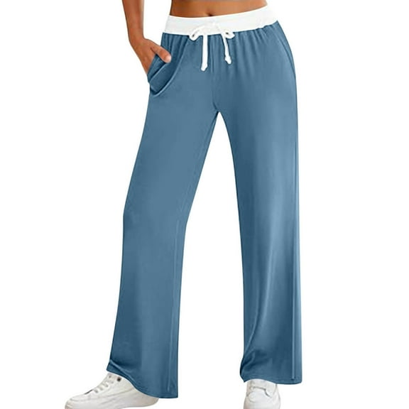 BLVB Women Yoga Sweatpants Wide Leg Elastic Waist Drawstring Lounge Pajama Pants Comfy Loose Sleep Bottoms with Pockets