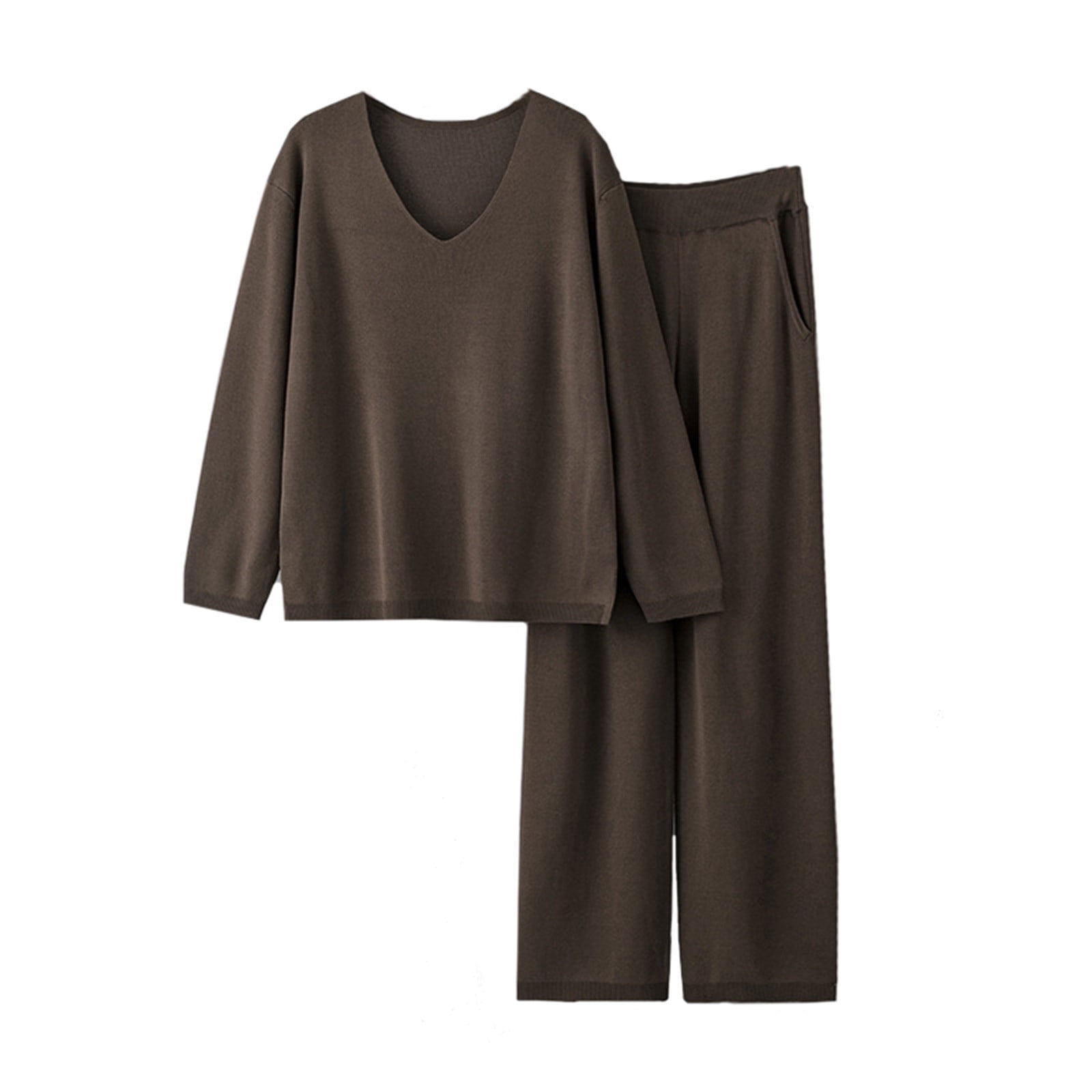 V-Neck Two-Piece Style Knit Tops_BDHL8137