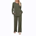 thumbnail image 1 of BLVB Women's 2 Piece Outfits Sweater Set Long Sleeve Knit Pullover and Wide Leg Pants Lounge Sets Sweatsuit with Pockets, 1 of 6