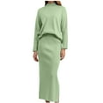 thumbnail image 1 of BLVB Women's Fall Winter 2 Piece Sweater Outfits Long Sleeve Turtleneck Tops Side Slit Maxi Long Skirt Knit Loungewear, 1 of 7