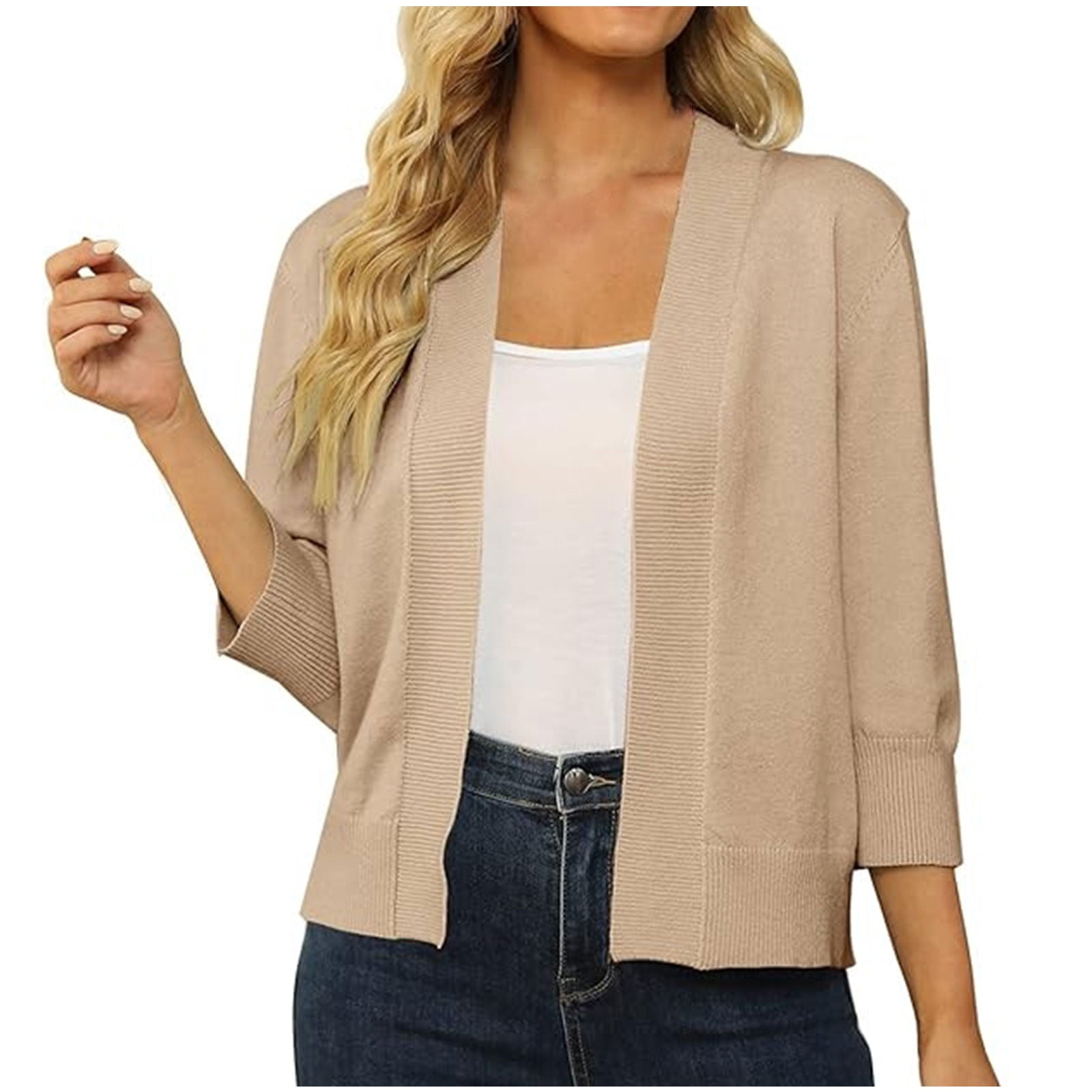 Aokende Women's Open Front Lightweight Cardigan - Casual Long Sleeve Knit Sweater For Fall