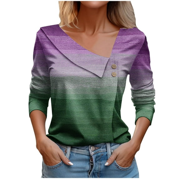 BLVB Women's Asymmetrical Neck Long Sleeve Top Dressy Casual Shirts Tunic Tee Tops Ladies Blouses for Spring Fall