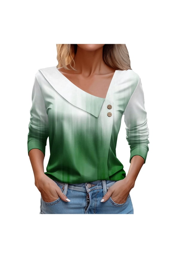 Women's Asymmetrical Neck Long Sleeve Top Dressy Casual Shirts Tunic Tee Tops Ladies Blouses for Spring Fall