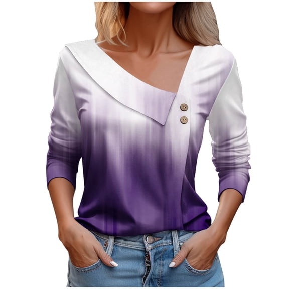 BLVB Women's Asymmetrical Neck Long Sleeve Top Dressy Casual Shirts Tunic Tee Tops Ladies Blouses for Spring Fall