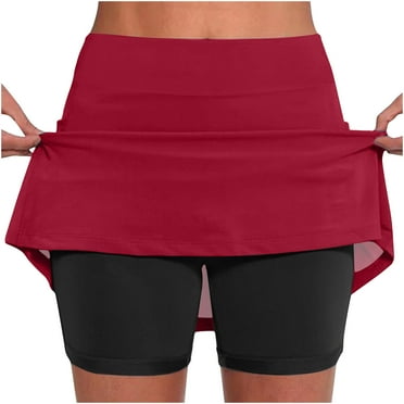 BLVB Women's Athletic Skort High Waist Tennis Skirt with Bulid in Shorts for Running Training Sports Golf