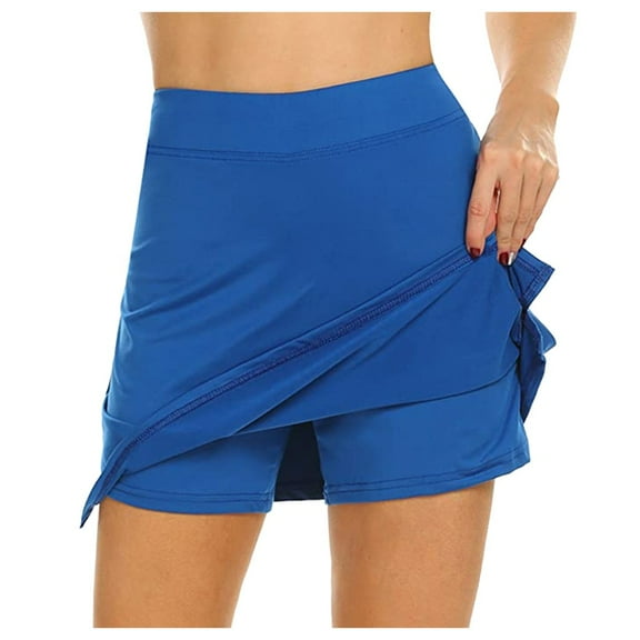 BLVB Women's Athletic Tennis Skorts with Pockets Built-In Shorts Golf Active Skirts for Running Training Gym Outfits