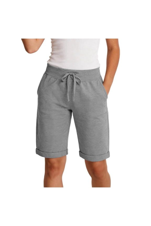 Women's Bermuda Shorts Summer Jersey Shorts with Pockets Yoga Walking Athletic Long Shorts for Women Knee Length
