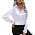 thumbnail image 1 of BLVB Women's Blouse Satin Silk Collared Shirts Button Shirts Casual Loose Long Sleeve Office Work Tunic Tops, 1 of 6