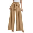 thumbnail image 1 of BLVB Women's Boho Flowy High Waisted Wide Leg Pants Elegant Business Work Trousers Loose Casual Lounge Pants, 1 of 6