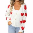 thumbnail image 1 of BLVB Women's Button down Cardigan Cute Heart Print V Neck Soft Cardigan Coat Long Sleeve Valentines Sweaters, 1 of 7