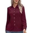 thumbnail image 1 of BLVB Women's Button down Shirts Long Sleeve Blouses Formal Collared Dress Shirts V Neck Tops Office Work Shirts, 1 of 9