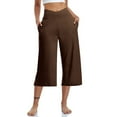 thumbnail image 1 of BLVB Women's Capri Yoga Pants Loose Crossover Waist Comfy Workout Cropped Pants Stretch Wide Leg Capris with Pockets, 1 of 7