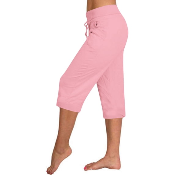 BLVB Women's Capri Yoga Pants Wide Leg Casual Crop Pants Low Waist Capris Sweatpants Loose Lounge Pajama Pants