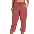 thumbnail image 1 of BLVB Women's Cargo Capri Pant with Pockets Fashion Lightweight Hiking Pants Drawstring Waist Outdoor Cropped Joggers, 1 of 6