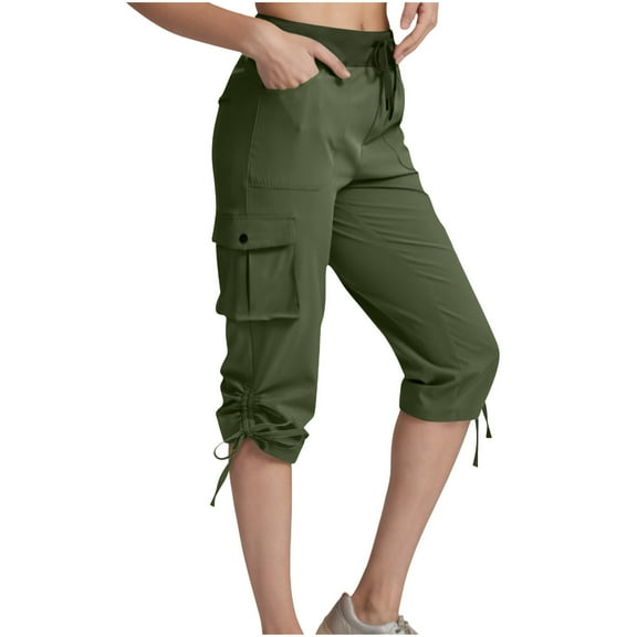 BLVB Women's Cargo Capri Pants Lightweight Hiking Pants Summer Travel Casual Capris Joggers with Pockets